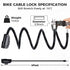 Premium Bike Lock with 2pcs Keys, Professional Bike Cable Lock of 4 Feet, Heavy Duty Bicycle Lock Cable for Strong Anti-Theft, come with 1PCS Moun...